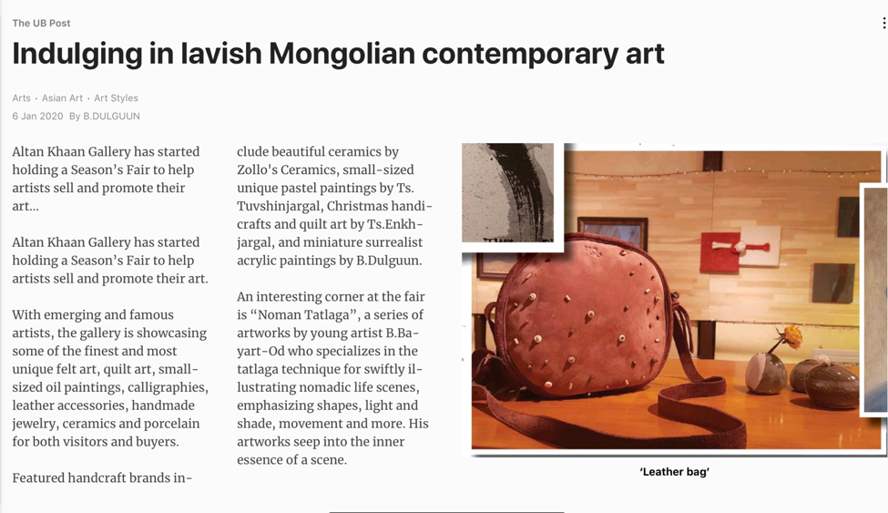 Revue de presse sur Art Mongolia