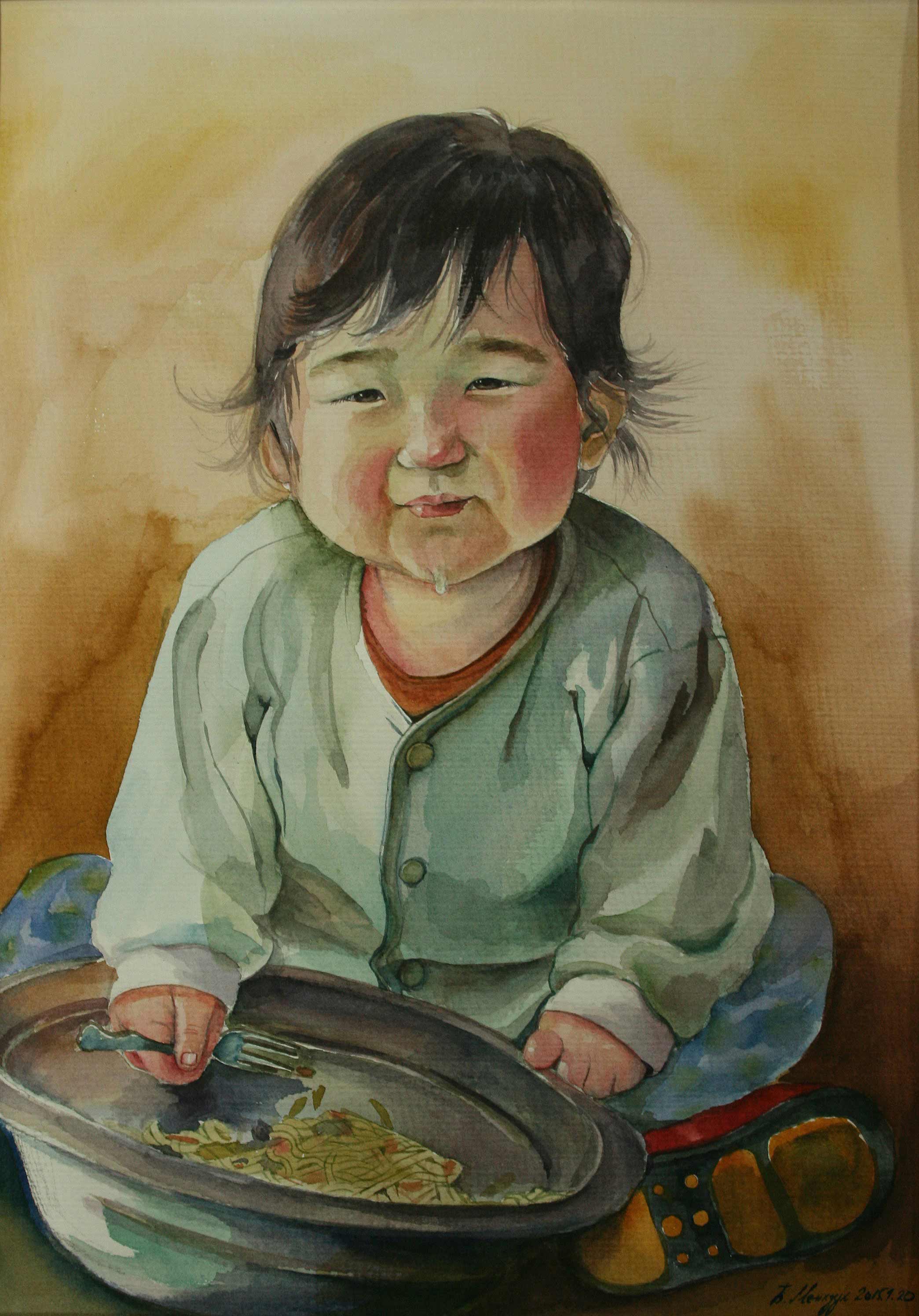 Le repas du petit enfant en Mongolie